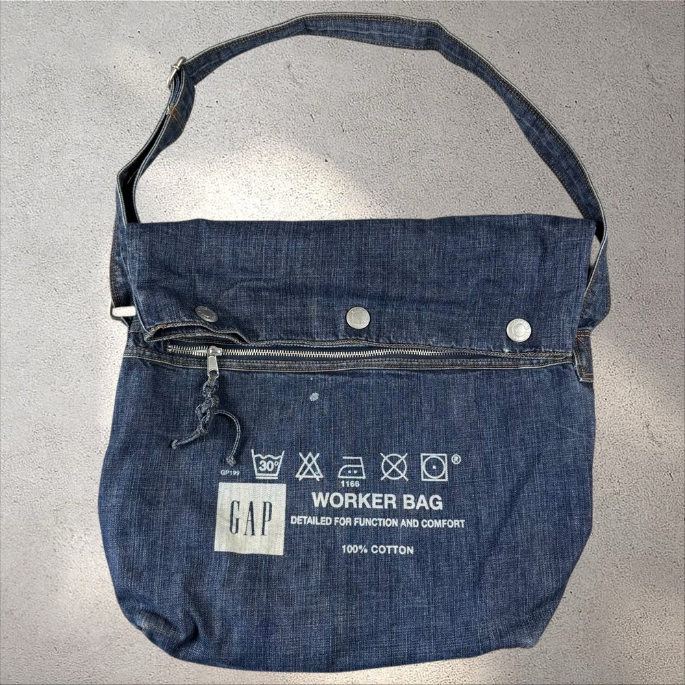Vtg Gap‎ Y2K Messenger Worker Denim Bag Crossbody Tote Utility Gorpcore School